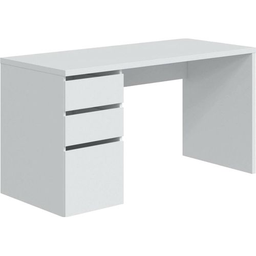 Schreibtisch Dmallam, Wendeschreibtisch mit 3 Schubladen, platzsparender Bürotisch mit mehreren Positionen, 138 x 60 x 74 cm, Weiß