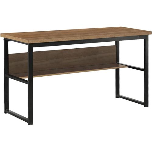Schreibtisch Dmusell, linearer Schreibtisch, Mehrzweck-Büroschreibtisch, fester platzsparender Schreibtisch, 55x139h74 cm, Schwarz und Eiche