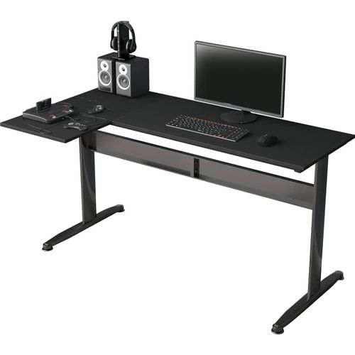 Schreibtisch Rute, fester platzsparender Schreibtisch, 80x140h75 cm, Schwarz