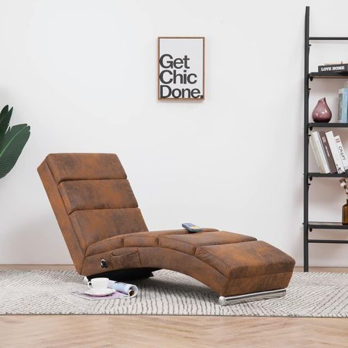 The Living Store Massage Chaiselongue Braun Wildleder-Optik
