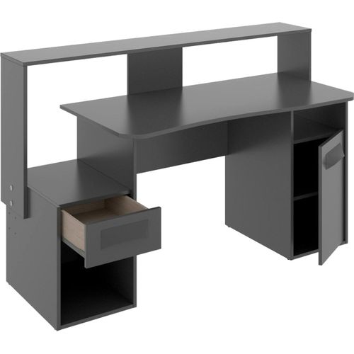 Schreibtisch Dgorin, moderner Multifunktions-Gaming-Schreibtisch, Studiertisch für PC und CD-Halter, 154 x 69 x 98 cm, Anthrazit, ohne LED-Leuchten