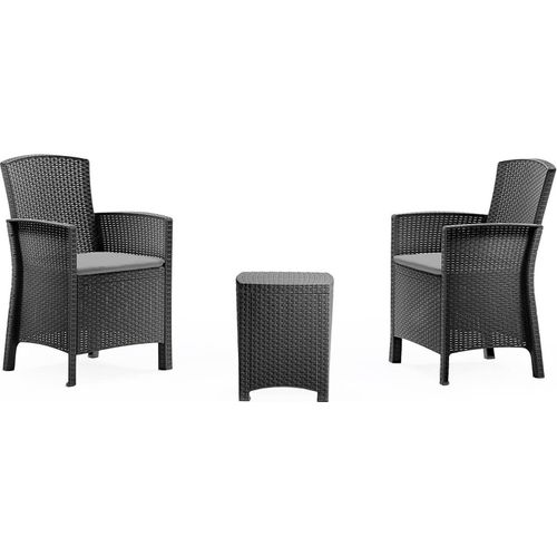 Lounge-Set für den Außenbereich Dfre, Garten-Set mit Kissen, Lounge-Set für den Innenbereich in Rattan-Optik, 100 % Italy, Anthrazit