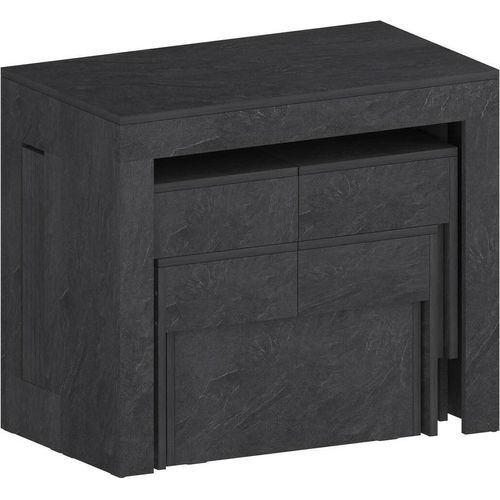 Tisch- und Stuhlset Dadamoni, Mehrzweckkomposition, Set mit Konsole und 2 ausziehbaren Bänken, 100 % Italy, 66 x 25 x 45 cm, Schiefer