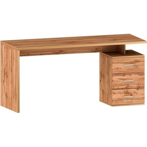 Schreibtisch Siro, linearer Schreibtisch, Mehrzweck-Büroschreibtisch, platzsparender Schreibtisch mit mehreren Positionen, 160x60h75 cm, Eiche