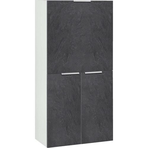 Dmora Schreibtisch Gianpiero 70x35x140 cm Grau, 2 Regale, anpassbar
