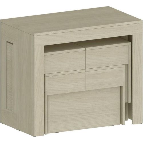 Tisch- und Stuhlset Eric, Mehrzweckkomposition, Set mit Konsole und 2 ausziehbaren Bänken, 100 % Italy, 66 x 25 x 45 cm, Olmo