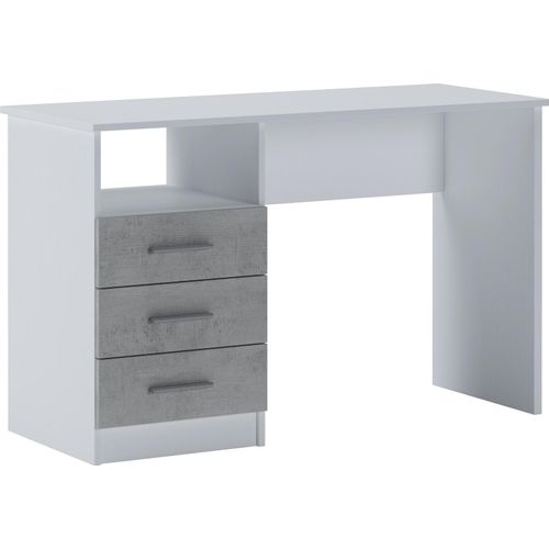 Schreibtisch Dabdellaou, Mehrzweckschreibtisch, Bürotisch für PC, Eckschreibtisch, 120x48h75 cm, Weiß und Zement