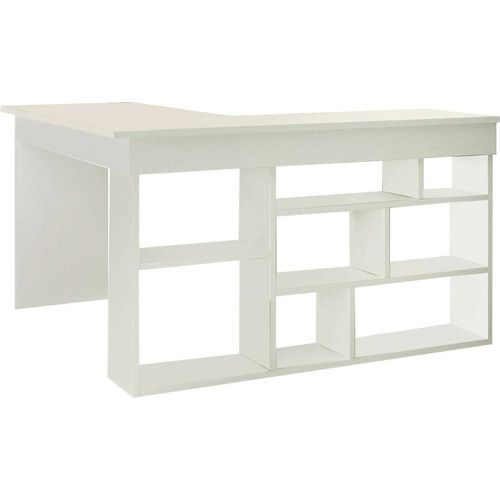 Schreibtisch Dfavasul, Mehrzweckschreibtisch, Bürotisch für PC, Eckschreibtisch, 129x120h72 cm, Weiß