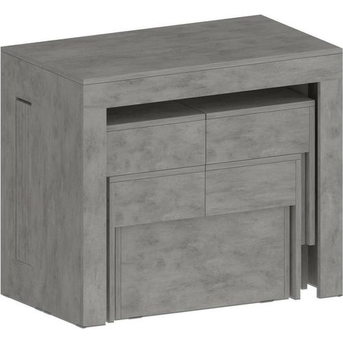 Tisch- und Stuhlset Eric, Mehrzweckkomposition, Set mit Konsole und 2 ausziehbaren Bänken, 100 % Italy, 66 x 25 x 45 cm, Grau