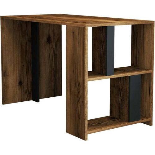 Schreibtisch Dpican, Mehrzweckschreibtisch, Bürotisch für PC, Eckschreibtisch, 120x60h75 cm, Walnuss und Anthrazit