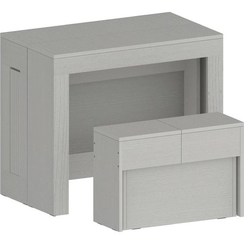 Tisch- und Stuhlset Crispin, Mehrzweckkomposition, Set mit Konsole und 1 ausziehbarer Bank, 100 % Italy, 66 x 25 x 45 cm, Weiß
