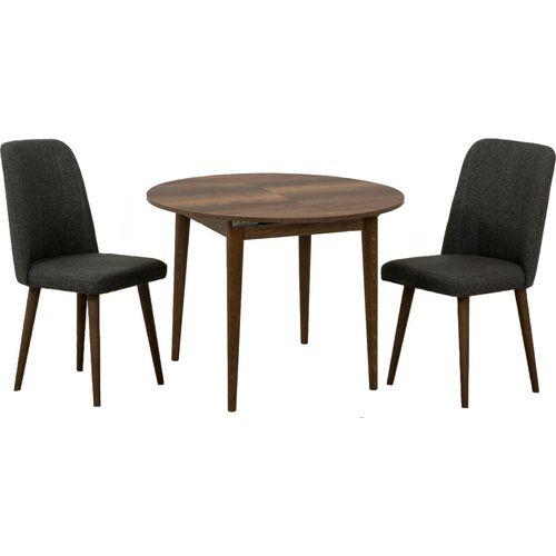 Tisch- und Stuhlset Dapollon, Gartensitzgruppe, Zusammensetzung von Tischen und Bänken, Outdoor-Lounge mit Tisch und Stühlen, 100x100h75 cm, Walnuss und Anthrazit