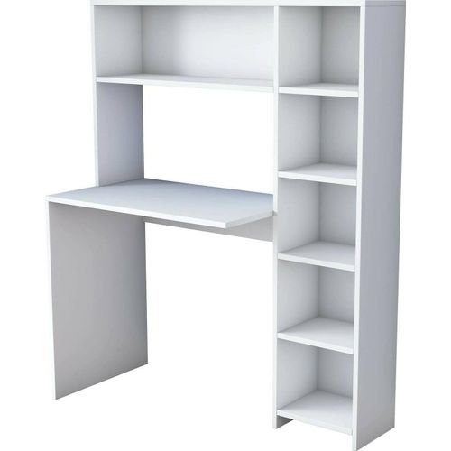 Schreibtisch Callidora, Mehrzweckschreibtisch, Bürotisch für PC, Eckschreibtisch, 113x40h142 cm, Weiß