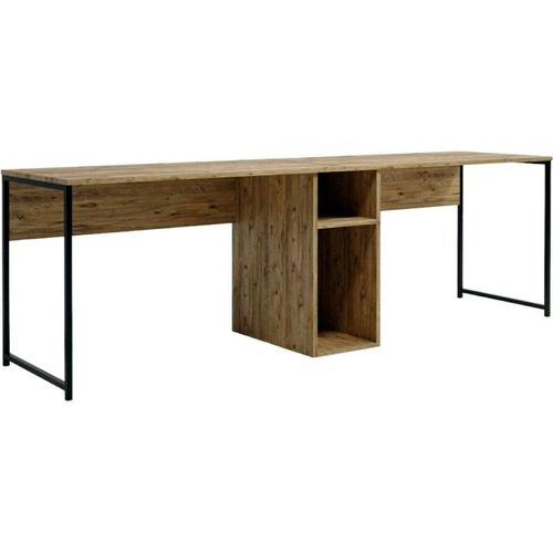 Schreibtisch Annis, Mehrzweckschreibtisch, Bürotisch für PC, Eckschreibtisch, 240x60h74 cm, Eiche