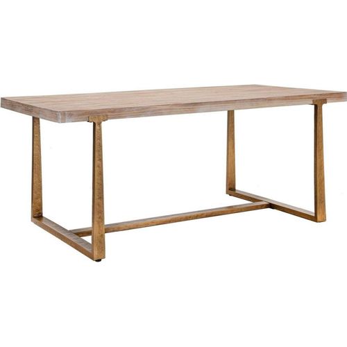 Esstisch Bisenti, Küchenregal, Esszimmertisch, Festes rechteckiges Regal, Gold und Braun, 180x90 h78 cm