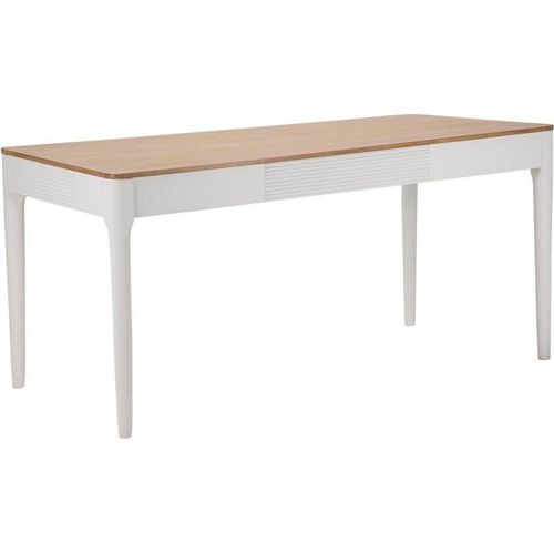 Esstisch Dindga, Küchenregal, Esszimmertisch, Festes rechteckiges Regal, 180x60 h80 cm, Weiß und Braun