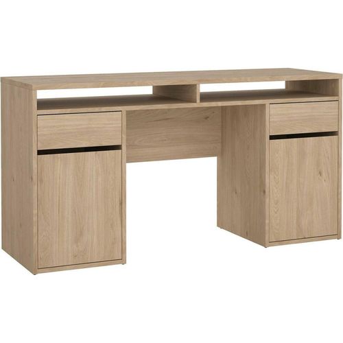 Schreibtisch Leepi, Mehrzweckschreibtisch, Bürotisch für PC, Eckschreibtisch, 149x48 h77 cm, Eiche