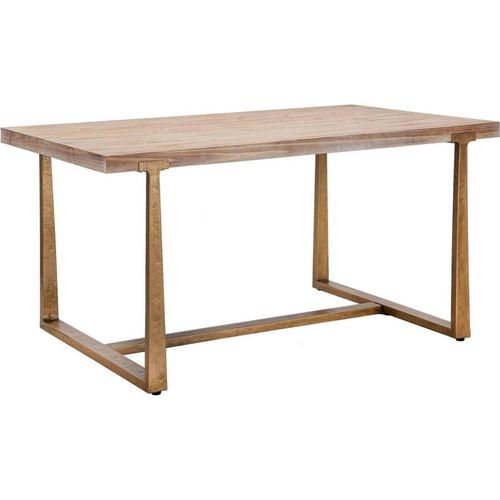 Esstisch Kazimir, Küchenregal, Esszimmertisch, Festes rechteckiges Regal, Gold und Braun, 150x90 h78 cm