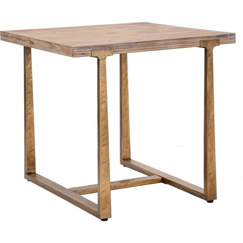 Esstisch Kazimir, Küchenregal, Esszimmertisch, Festes rechteckiges Regal, Gold und Braun, 80x80 h76 cm