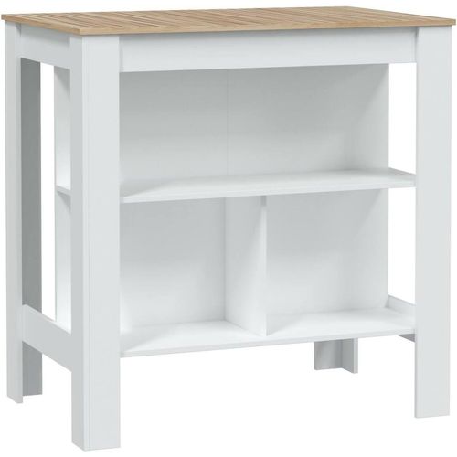 Esstisch Triton, Küchenregal, Esszimmertisch, Festes rechteckiges Regal, 103x67 h105 cm, Weiß und Eiche