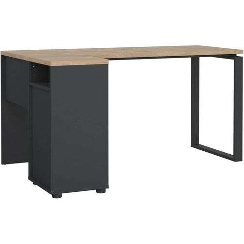 Schreibtisch Noemie, Mehrzweckschreibtisch, Bürotisch für PC, Eckschreibtisch, 150x100 h76 cm, Eiche und Grau
