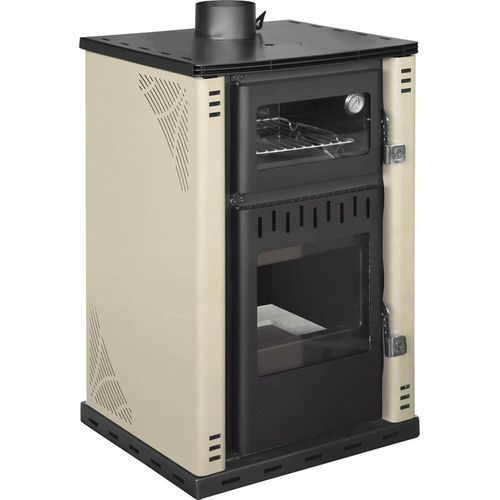 Holzofen Dtenkoran, Holzkamin, Holzfeuerstelle, Rustikaler Ofen, Italy, 62x62 h102 cm, Beige