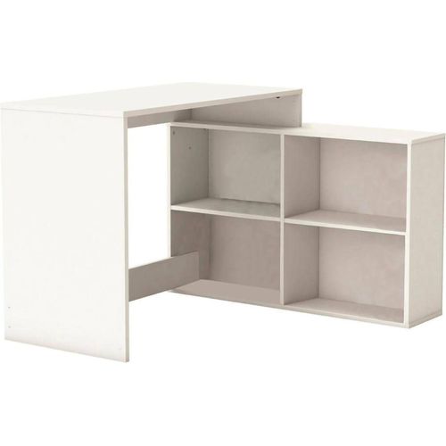 Schreibtisch Kyarr, Mehrzweckschreibtisch, Bürotisch für PC, Eckschreibtisch, 112x101 h77 cm, Mattweiß
