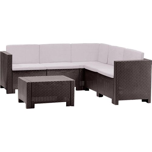 Dmora Garten-Set Encelado Braun, 5 Plätze, ein Tisch