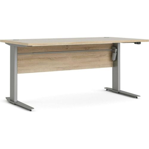 Schreibtisch Gonu, Mehrzweckschreibtisch, Bürotisch für PC, Eckschreibtisch, 150x80 h119 cm, Grau und Eiche