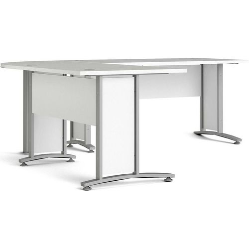 Schreibtisch Cezannine, Mehrzweckschreibtisch, Bürotisch für PC, Eckschreibtisch, 230x200 h75 cm, Weiß und Grau
