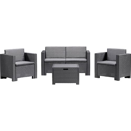 Kuiper Outdoor-Set, 4 Sitzplätze, Schwarz, Wasserdicht