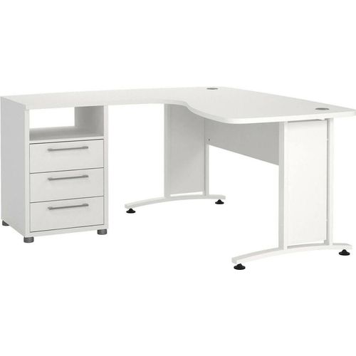 Schreibtisch Sidonia, Mehrzweckschreibtisch, Bürotisch für PC, Eckschreibtisch, 159x150 h75 cm, Weiß