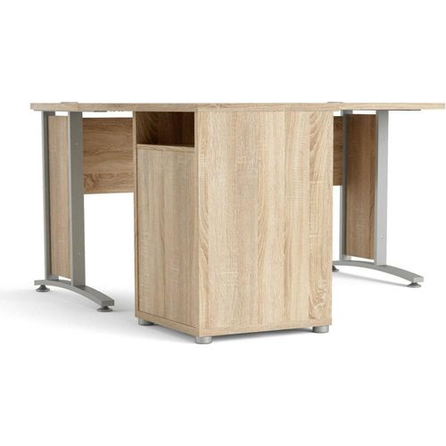 Schreibtisch Aimee, Mehrzweckschreibtisch, Bürotisch für PC, Eckschreibtisch, 159x151 h75 cm, Grau und Eiche