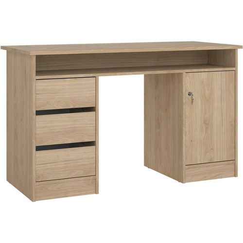 Schreibtisch Carine, Mehrzweckschreibtisch, Bürotisch für PC, Eckschreibtisch, 126x55 h76 cm, Eiche