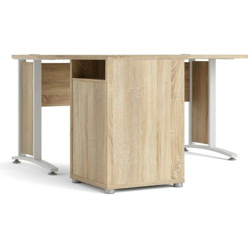 Schreibtisch Alfango, Mehrzweckschreibtisch, Bürotisch für PC, Eckschreibtisch, 159x151 h75 cm, Eiche und Weiß