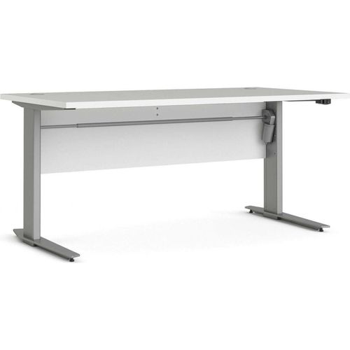 Schreibtisch Naelle, Mehrzweckschreibtisch, Bürotisch für PC, Eckschreibtisch, 150x80 h119 cm, Weiß und Grau