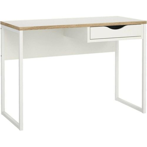 Schreibtisch Agave, Mehrzweckschreibtisch, Bürotisch für PC, Eckschreibtisch, 110x48 h77 cm, Weiß