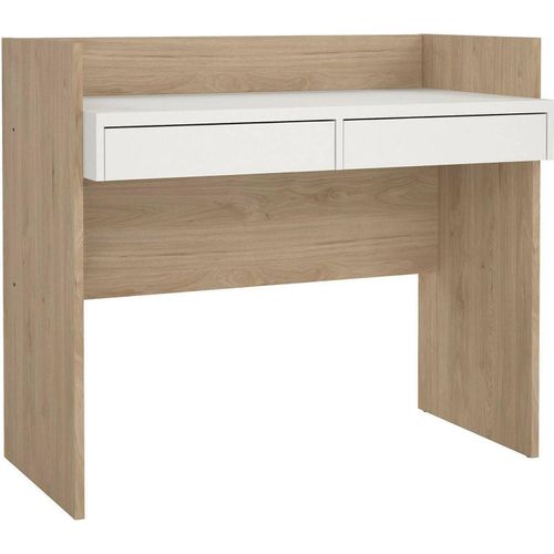 Schreibtisch Antillo, Mehrzweckschreibtisch, Bürotisch für PC, Eckschreibtisch, 102x56 h89 cm, Eiche und Weiß