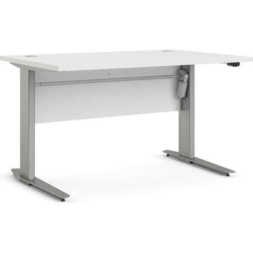 Schreibtisch Alfango, Mehrzweckschreibtisch, Bürotisch für PC, Eckschreibtisch, 120x80 h75 cm, Weiß und Grau