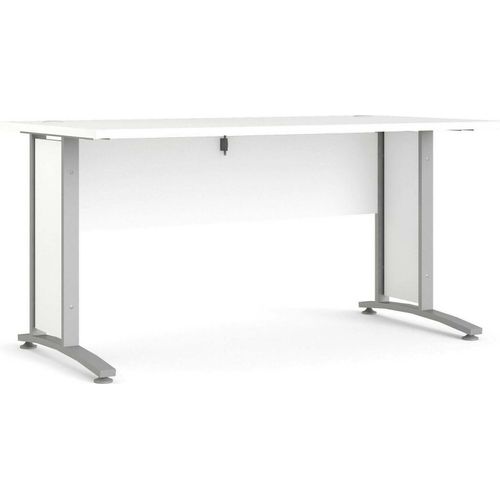 Schreibtisch Ascorbato, Mehrzweckschreibtisch, Bürotisch für PC, Eckschreibtisch, 150x80 h75 cm, Weiß und Grau