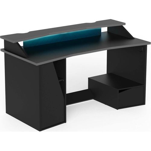 Schreibtisch Arsoli, Spieltisch, Bürotisch für PC, Eckschreibtisch, 160x76 h92 cm, Schwarz