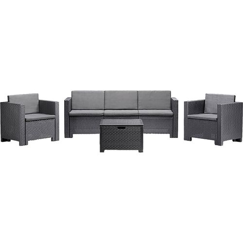 Dmora Cerere Garten-Lounge Set Schwarz, 5 Plätze, Wasserdicht