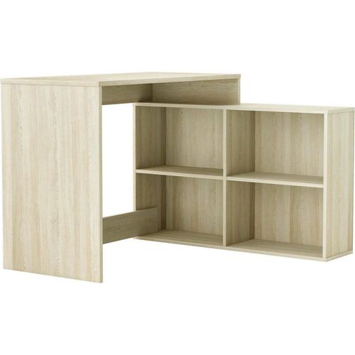 Schreibtisch Arros, Mehrzweckschreibtisch, Bürotisch für PC, Eckschreibtisch, 112x101 h77 cm, Eiche und Weiß