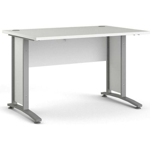 Schreibtisch Albertine, Mehrzweckschreibtisch, Bürotisch für PC, Eckschreibtisch, 120x80 h75 cm, Weiß und Grau