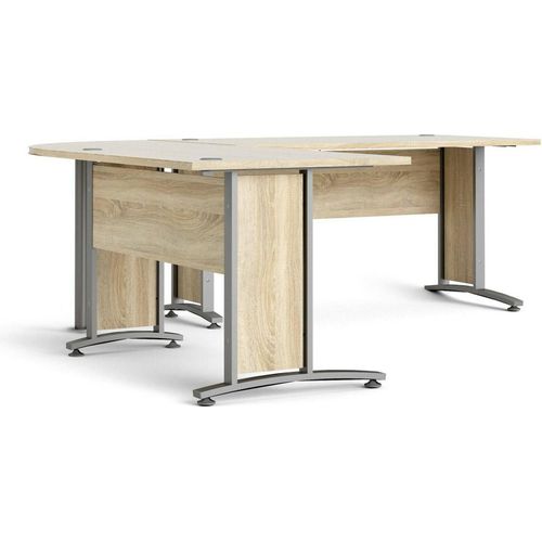 Schreibtisch Cezannine, Mehrzweckschreibtisch, Bürotisch für PC, Eckschreibtisch, 230x200 h75 cm, Grau und Eiche