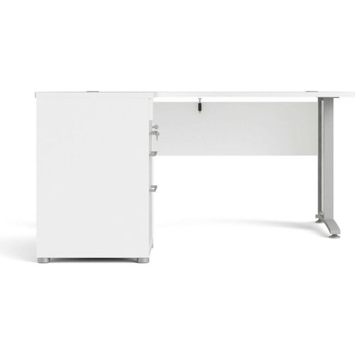 Schreibtisch Aimee, Mehrzweckschreibtisch, Bürotisch für PC, Eckschreibtisch, 159x151 h75 cm, Weiß und Grau