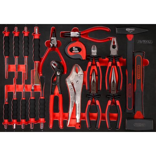 KS Tools Zangen- / Hammer- / und Meißel-Satz in Schaumstoffeinlage, 22-tlg