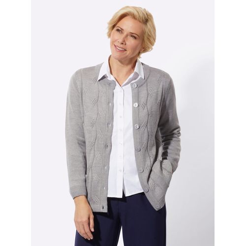 Strickjacke CLASSIC, Damen, Gr. 54, grau (steingrau, meliert), 100% Polyacryl, unifarben, Strickjacken