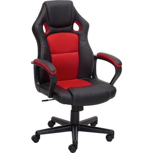 Mid.you Gamingstuhl , Rot, Schwarz , Metall, Kunststoff, Textil , Rollen, Drehkreuz , 62x103-113x67 cm , Sitzfläche 360° drehbar , Kinder- &