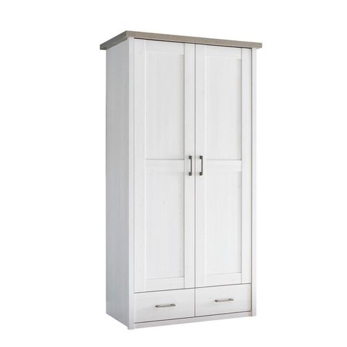 Xxxl Babykleiderschrank Luca / Corner , Weiß, Eiche , Holzwerkstoff , 7 Fächer , 2 Schubladen , 106 cm , Babymöbel, Babykleiderschrank